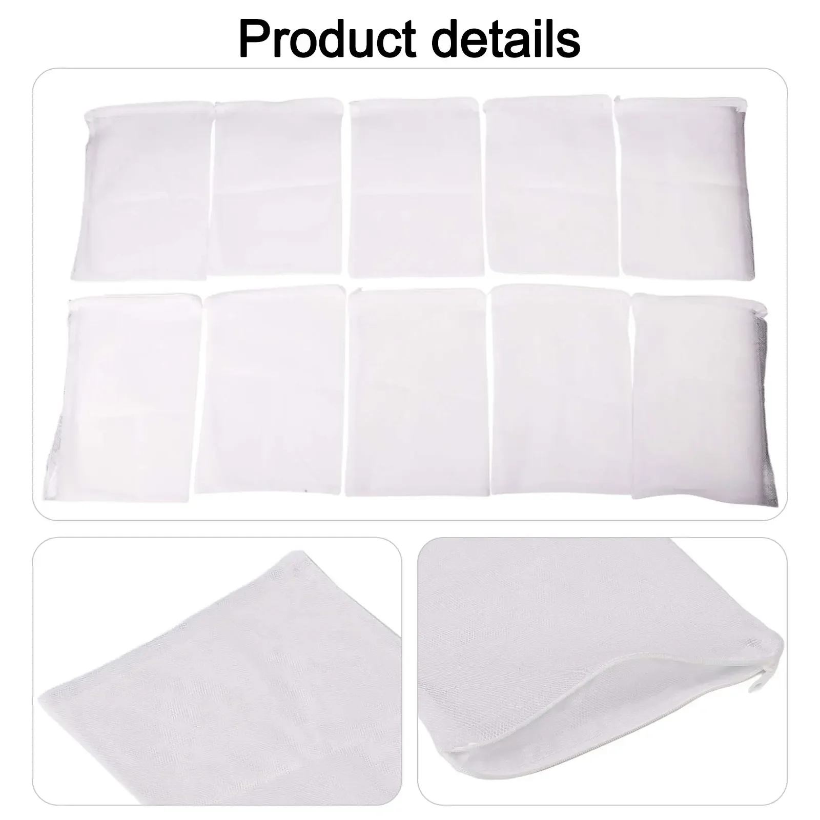 10pcs Reusable Aquarium Filter Bags With Zipper Nylon Fish Tank Mesh Bag 20*30cm And 35*40cm For Most Standard Filtration System view 4