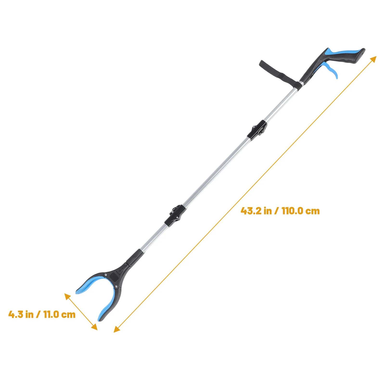 3-Section Folding Trash Picker Grabber Heavy Duty Aluminum Alloy PP Material Non-Skid Litter Pickup Tool for Elderly Home Garden