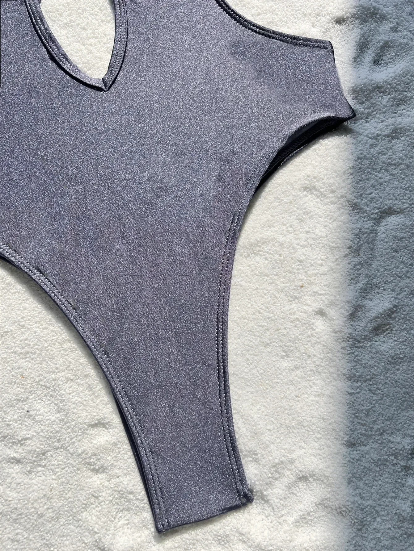 costume da bagno sexy push up glitter grigio senza schienale costume intero con ferretto bikini cavo costumi da bagno body donna costumi da bagno biquini