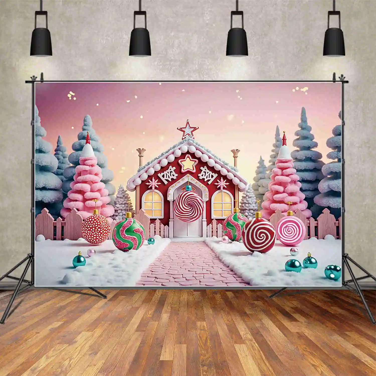 MOON.QG 2024 alat peraga fotografi latar belakang Natal ornamen jendela Tahun Baru latar belakang pemotretan anak-anak Studio foto Properti