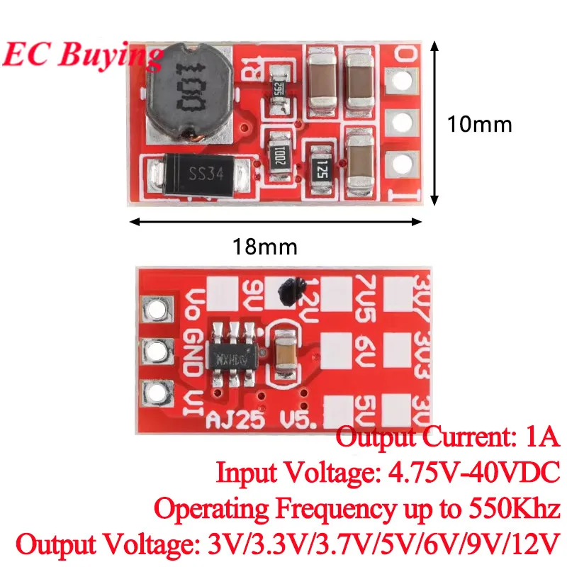 5 pces/1pc DC-DC 4.75-40v a 3v/3.3v/5v/9v/12v saída 1a step-down módulo de fonte de alimentação conversor buck estabilizador de tensão placa pcb