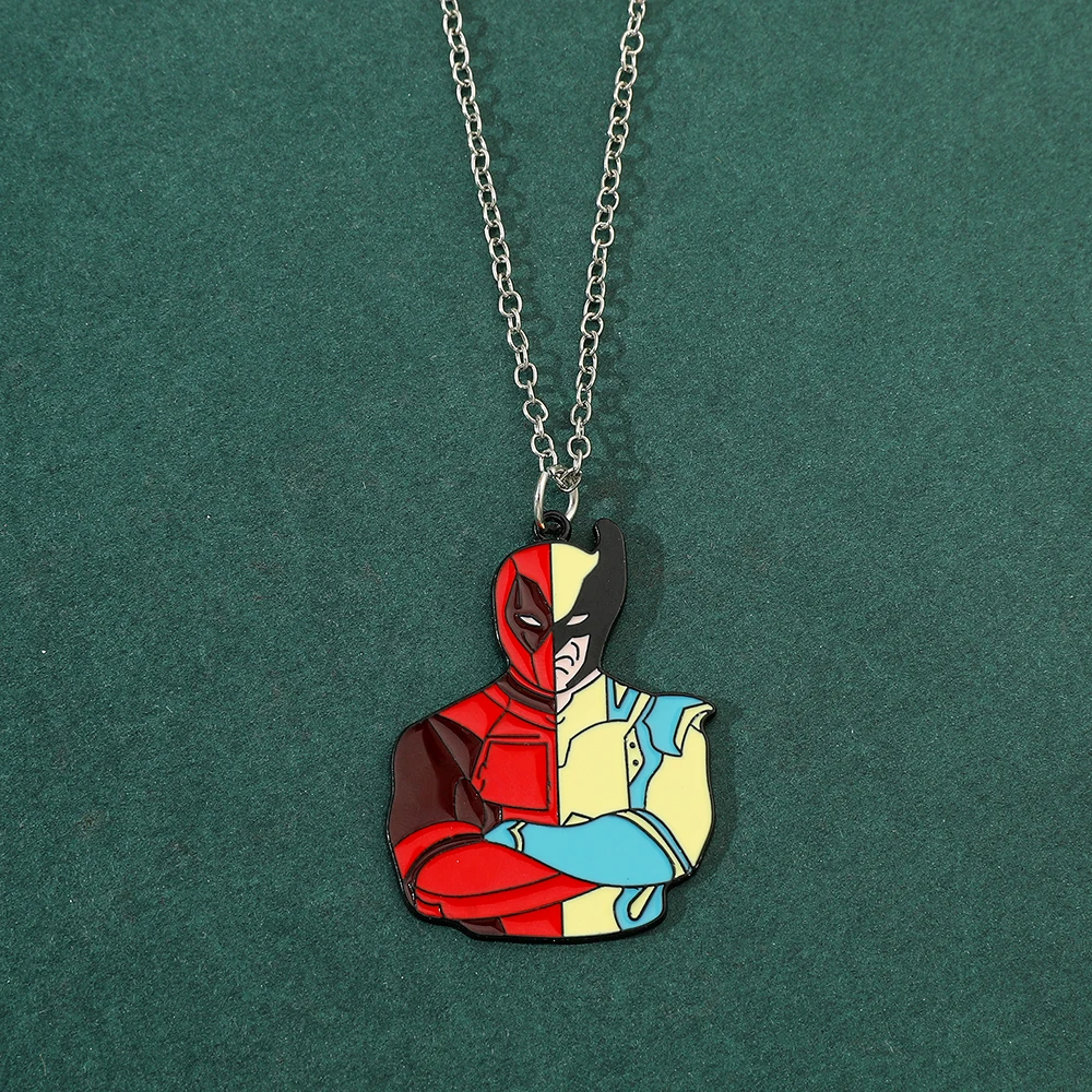 Deadpool and Wolverine Red and Yellow Keychain Necklace Fashion Jewellery Backpack Pendant Gift Between Friends