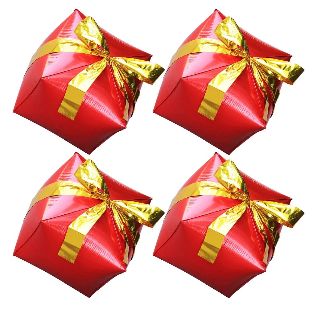 

4Pcs Square Gift Box Balloon Aluminum Film Durable Party Balloon Decoration Christmas New Year Holiday Supplies