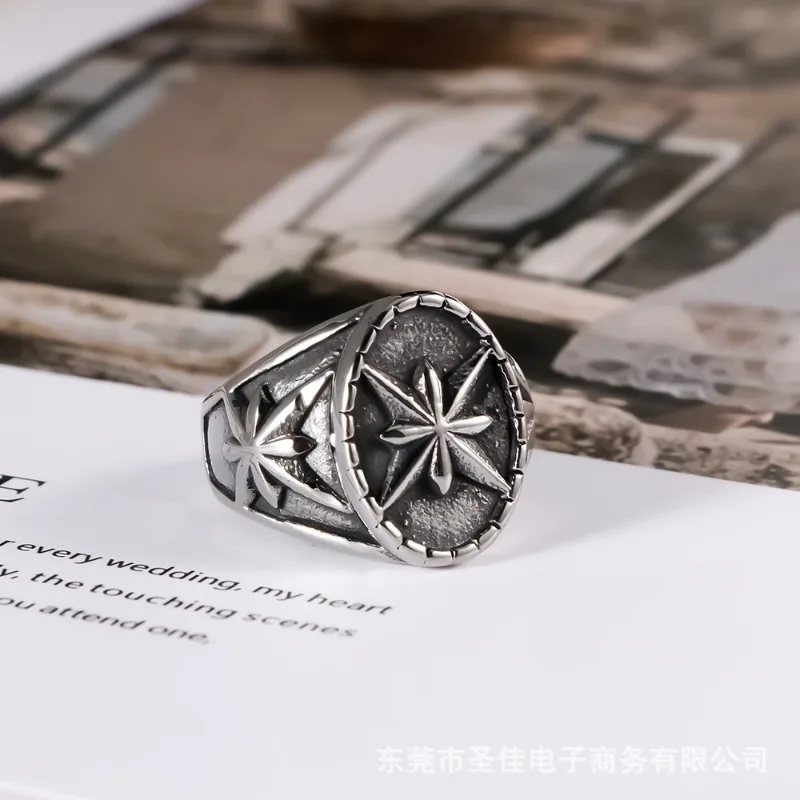 

Ювелирные изделия Wolf Warrior, прямые поставки электронной коммерции, ретро-кольцо с круглой звездой, модное хипстерское кольцо SA1034