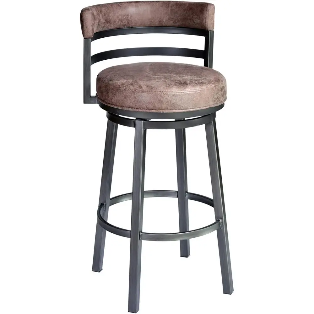 

30 Tobacco/Mineral Leather and Metal Bar Stool - Titana Collection