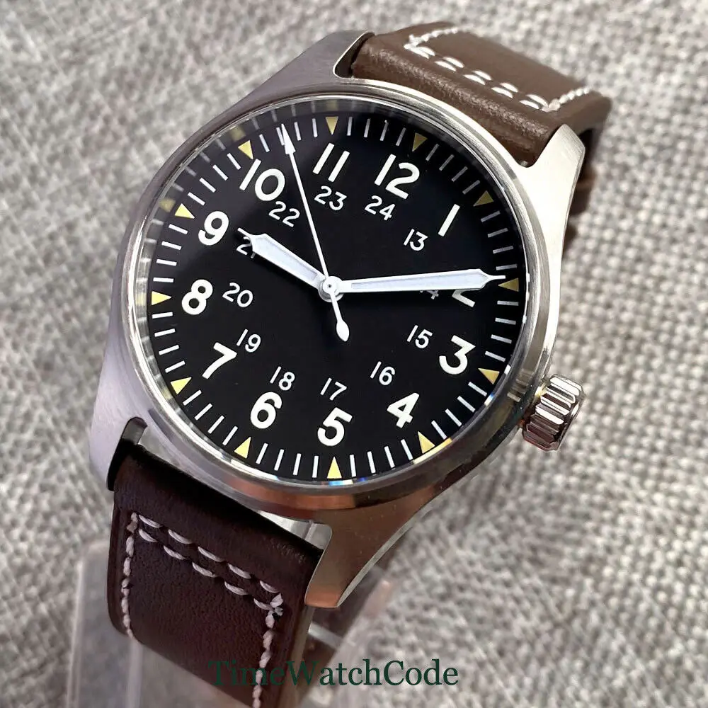 NH35A Pilot Automatic Watch for Men 20ATM Diving Sapphire Glass Black Dial 39mm