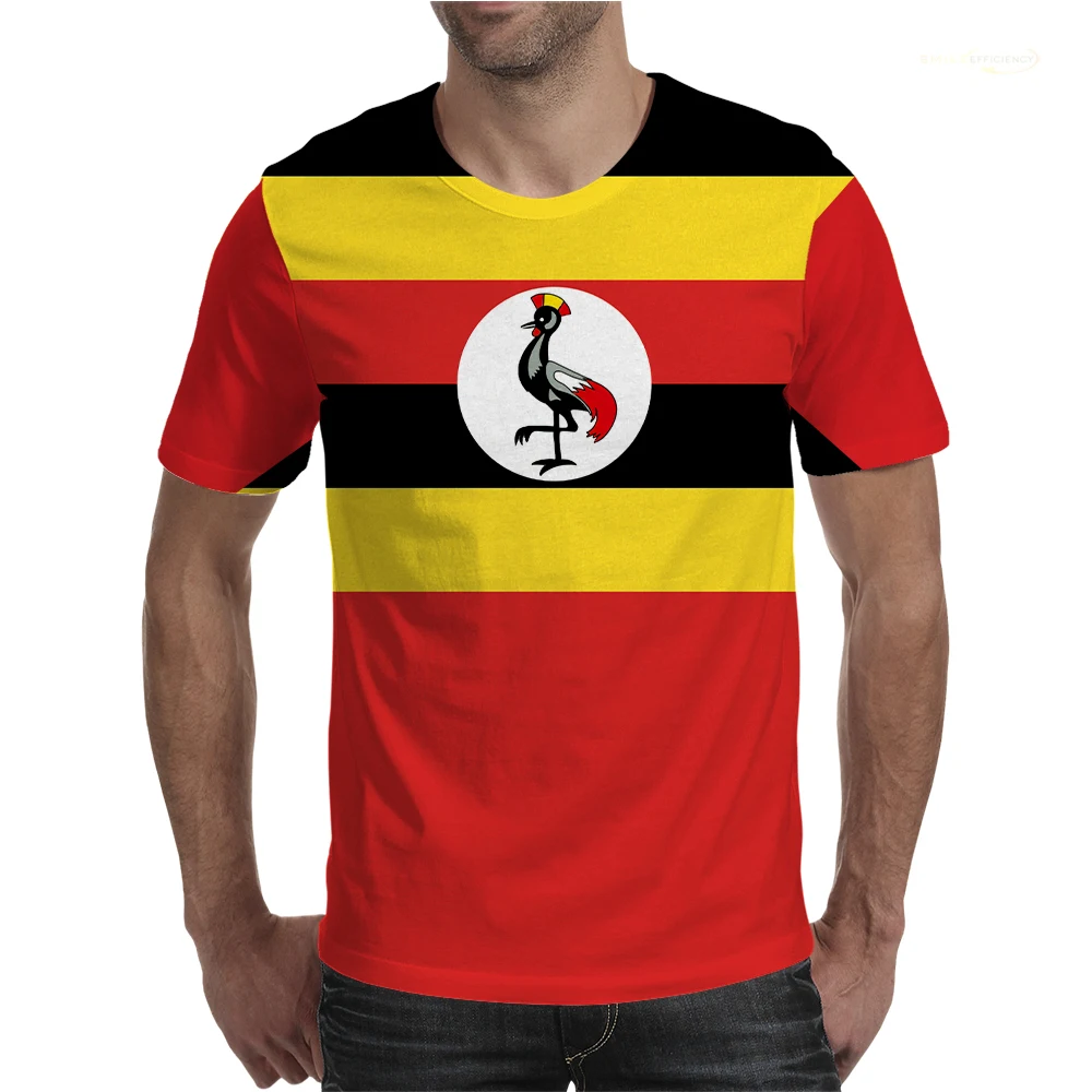 تي شيرت مطبوع عليه شارة علم اوغندا ، قمصان فريق كرة قدم بشعار وطني ، ملابس رياضية غير رسمية للرجال ، الربيع والصيف
