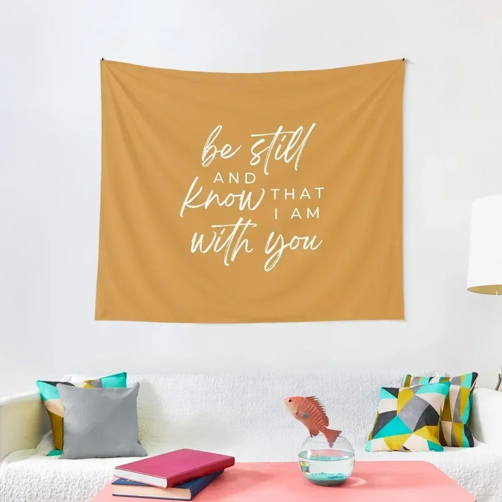 

Be Still and Know that I Am With You | Psalm 46:10 | Mustard Yellow Tapestry Wall Hanging Decor Bedroom Deco Tapestry