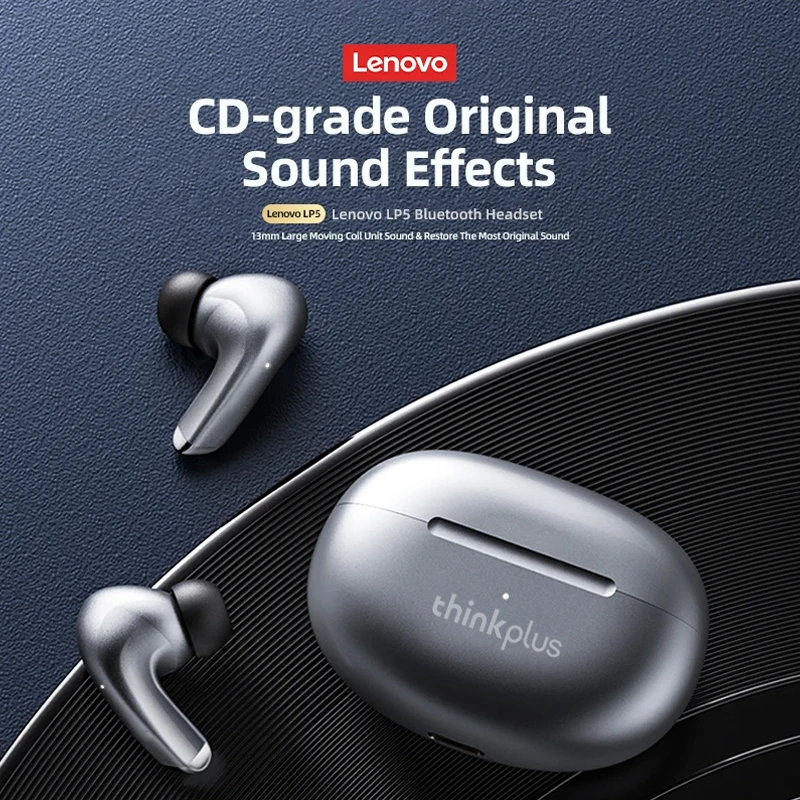 100% Original Lenovo LP5  Wireless Bluetooth Earbuds HiFi Music Earphone With Mic Headphones Sports Waterproof Headset 2021New