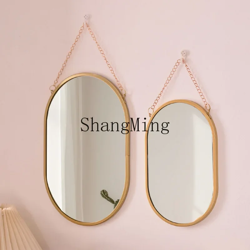 

CL wrought iron wall-mounted mirror geometric minimalist metal gold frame hanging mirror wall entrance bathroom