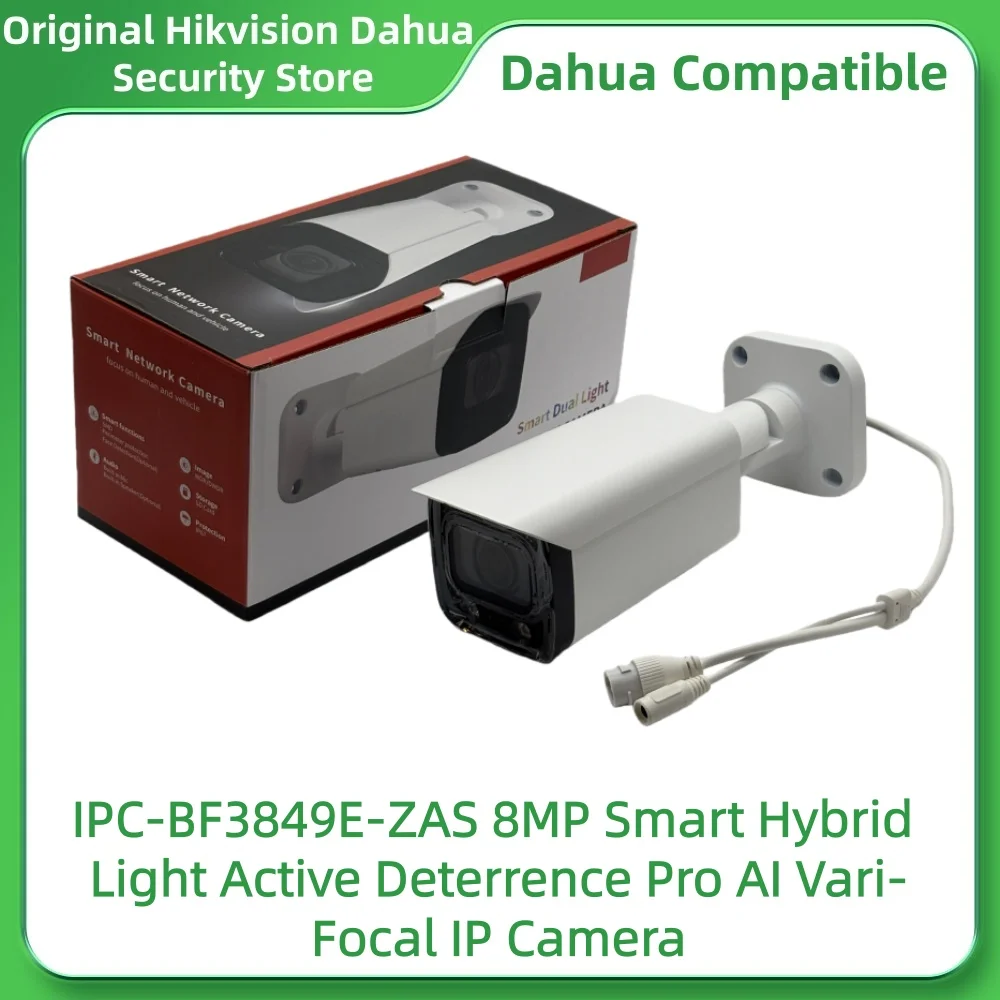 Dahua Compatible IPC-BF3849E-ZAS 8MP Smart Hybrid Light Active Deterrence Pro AI 2.7-13.5mm Vari-Focal IP Camera Mic Speaker