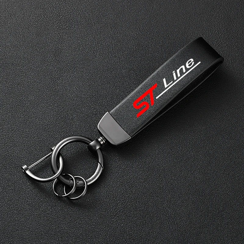 For Ford ST Line Focus X 2 3 Mondeo Fiesta Kuga MK2 MK3 MK4 Auto Accessories High-Grade Leather Car Keychain Holder Keyring