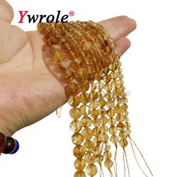 Natural Stone Faceted Citrine Crystal Loose Gem Round Spacer Beads For Jewelry Making DIY Bracelet Handmade Accessories 6 8 10MM