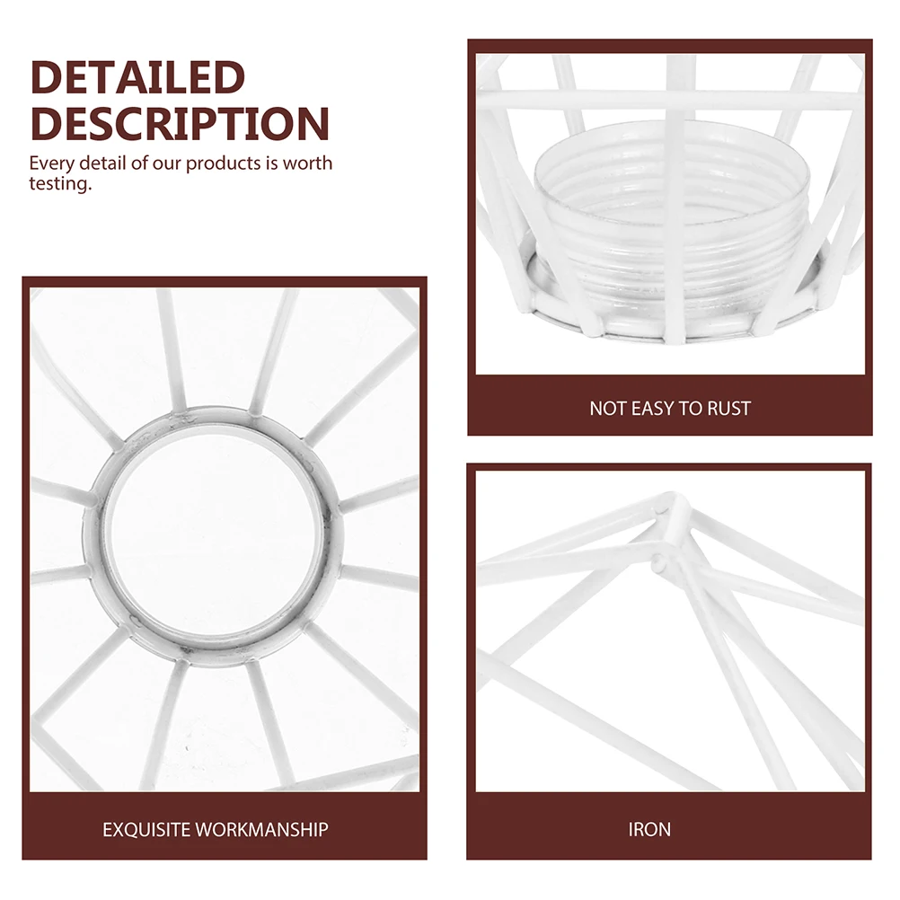 

2 Pcs Vintage Lampshade Retro Diamond Metal Light Cover for Pendant Chandelier Bulb Cage Decor Home Kitchen Bar White IC004