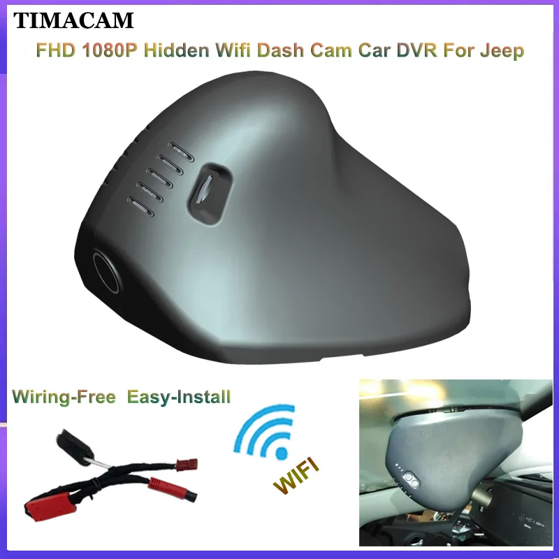 Plug and Play TIMACAM HD 1080P Wifi Dash Cam Front and Rear Camera For Jeep cherokee 2018 2019 2020 2021 Car Dvr Video Recorder