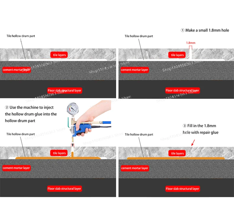 Tile grouting machine Drum tile glue injection machine 1.8 mm small hole grouting repair