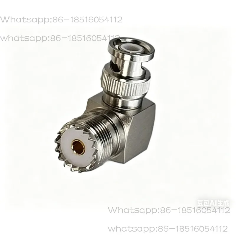 All copper RF coaxial adapter BNC type to UHF adapter BNC male to UHF curved female head, double pass L type