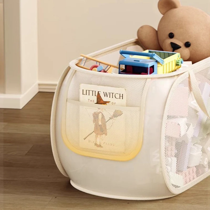 A Children's Toys Storage Basket Large Capacity Laundry Basket Multifunctional  Dolls Breathable Storage Basket Mesh Bag