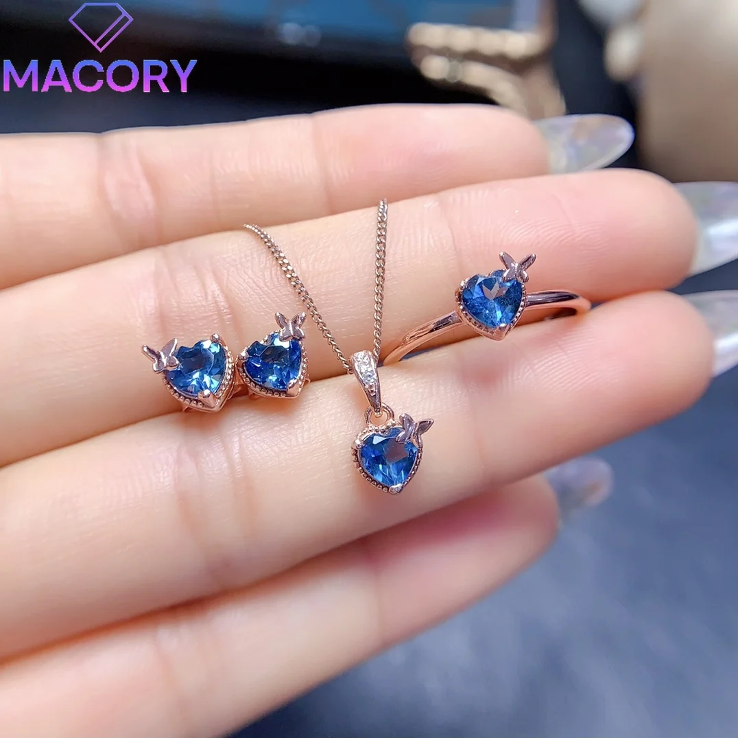 

925 sterling silver ladies natural topaz jewelry set elegant ladies set free shipping promotion wholesale necklace Christmas.