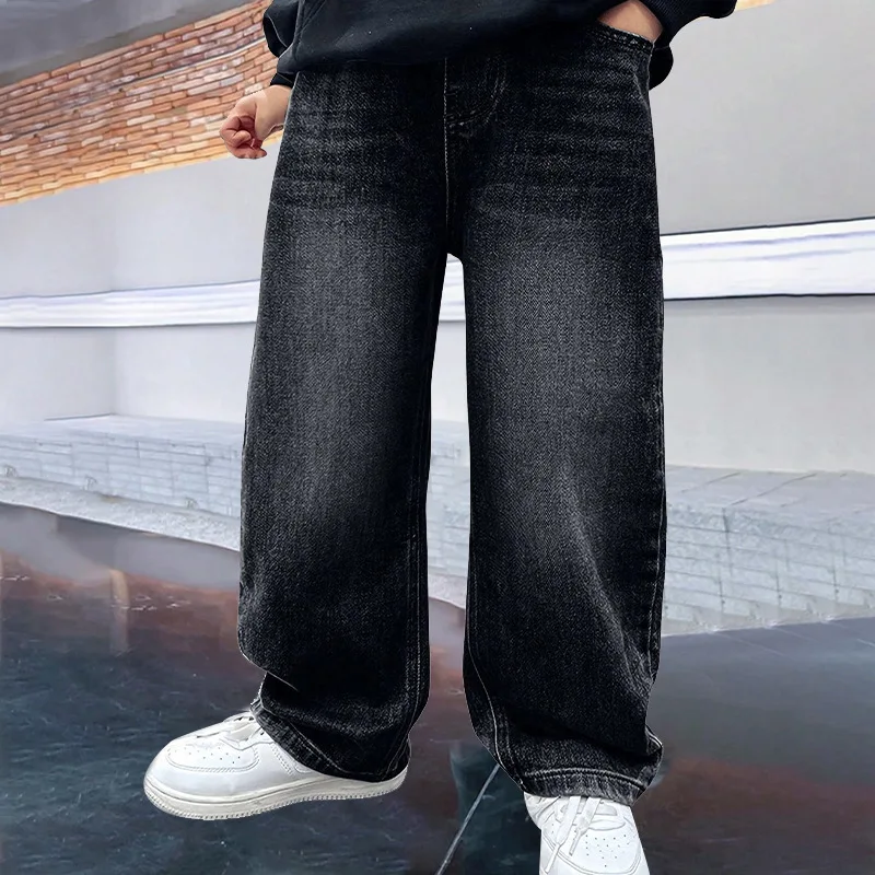 Neue Gerade Jeans für Jungen, Frühling Kinder Weite Hosen, Locker Sitzende Lässige Denim-Hosen, Herbst Trendige Jogginghosen für Kinder