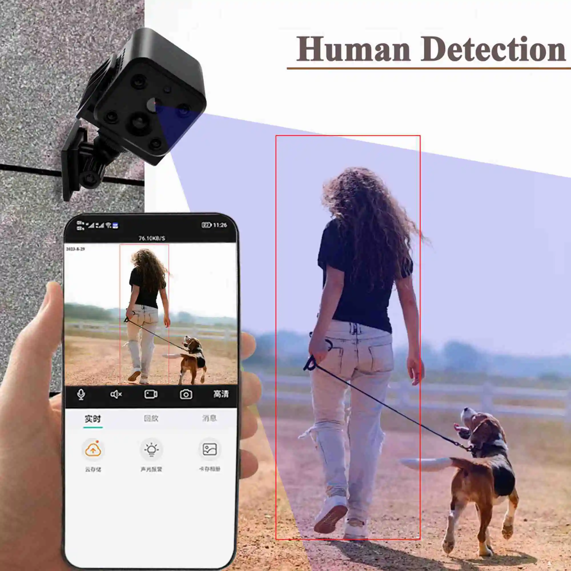 WGWK 4MP Mini Camera WIFI IR Night Vision Human Motion Detection Alarm Surveillance Built-in 3000mAh Battery Security Protection