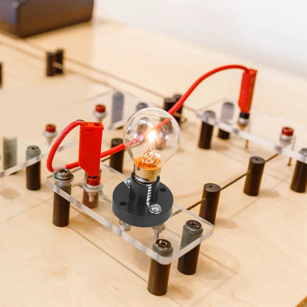 

8pcs Small Light Bulb Socket Plastic Black Base Versatile Lighting Lab DIY Screw Type Electric Experiments Teaching Tools
