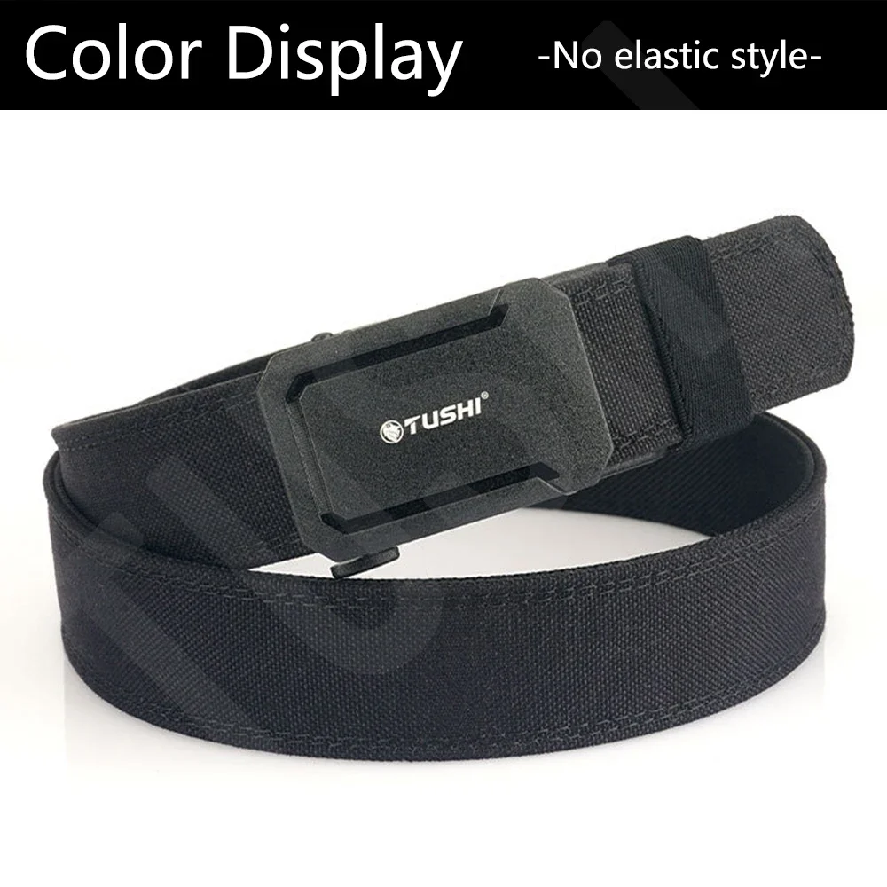 TUSHI Brand 4.3 Wide Thickened Gun Hanging Double-Layer Nylon Cloth Belt Versatile Outdoor Tactical Automatic Buckle Men's Belt