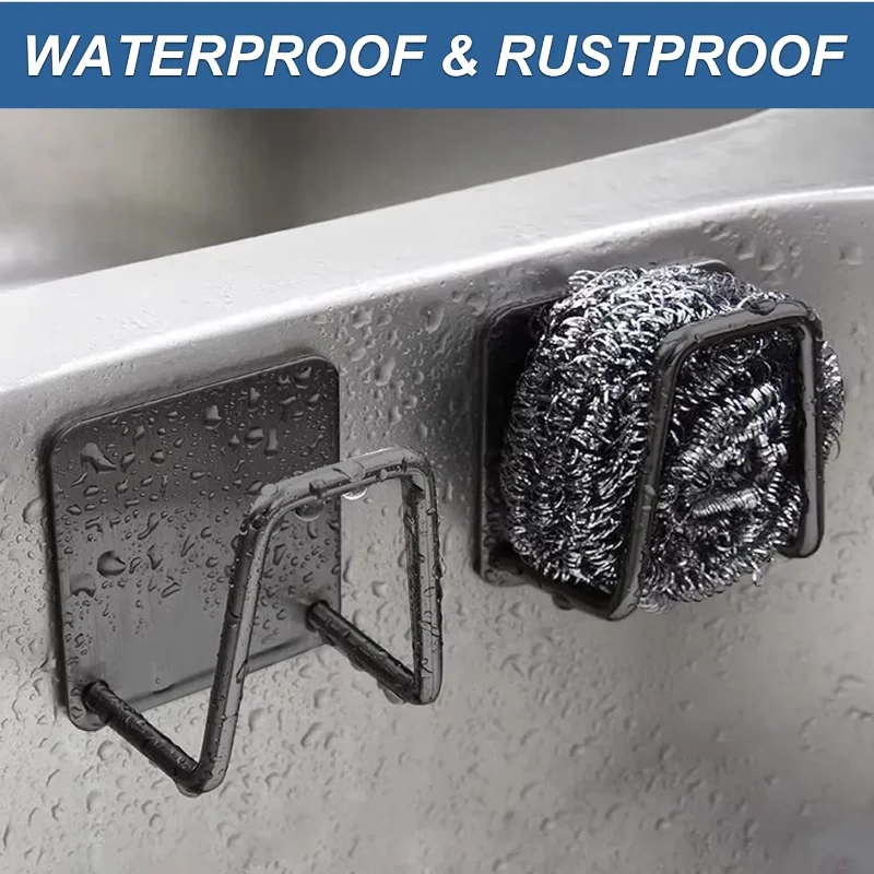 Kitchen Sponges Racks Self Adhesive Stainless Steel Kitchen Wire Ball Rag Organizer Holder Self Adhesive Storage Rack Wall Hook