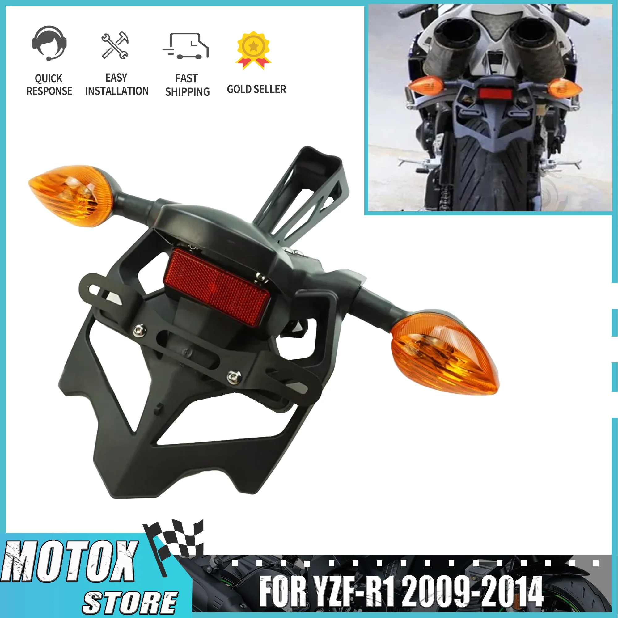 

Motorcycle Fit For Yamaha 2009 - 2014 YZF-R1 YZF R1 License Number Plate Light Frame Holder Bracket 2010 2011 Rear Tire Fender