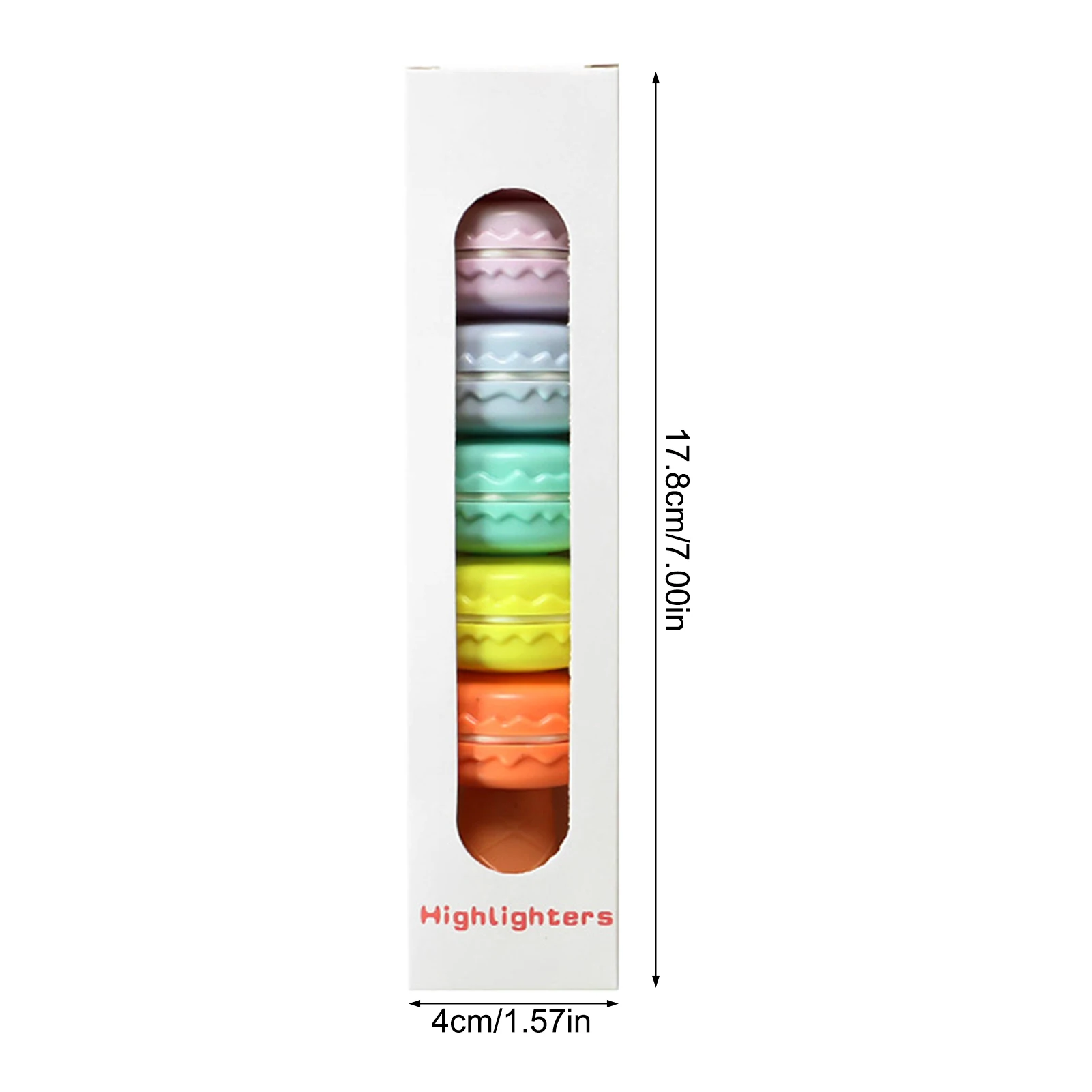 Makronen-förmige Textmarker 6 Farben in 1 Textmarker Tragbare Größe für Schüler und Journaling – Detail 5
