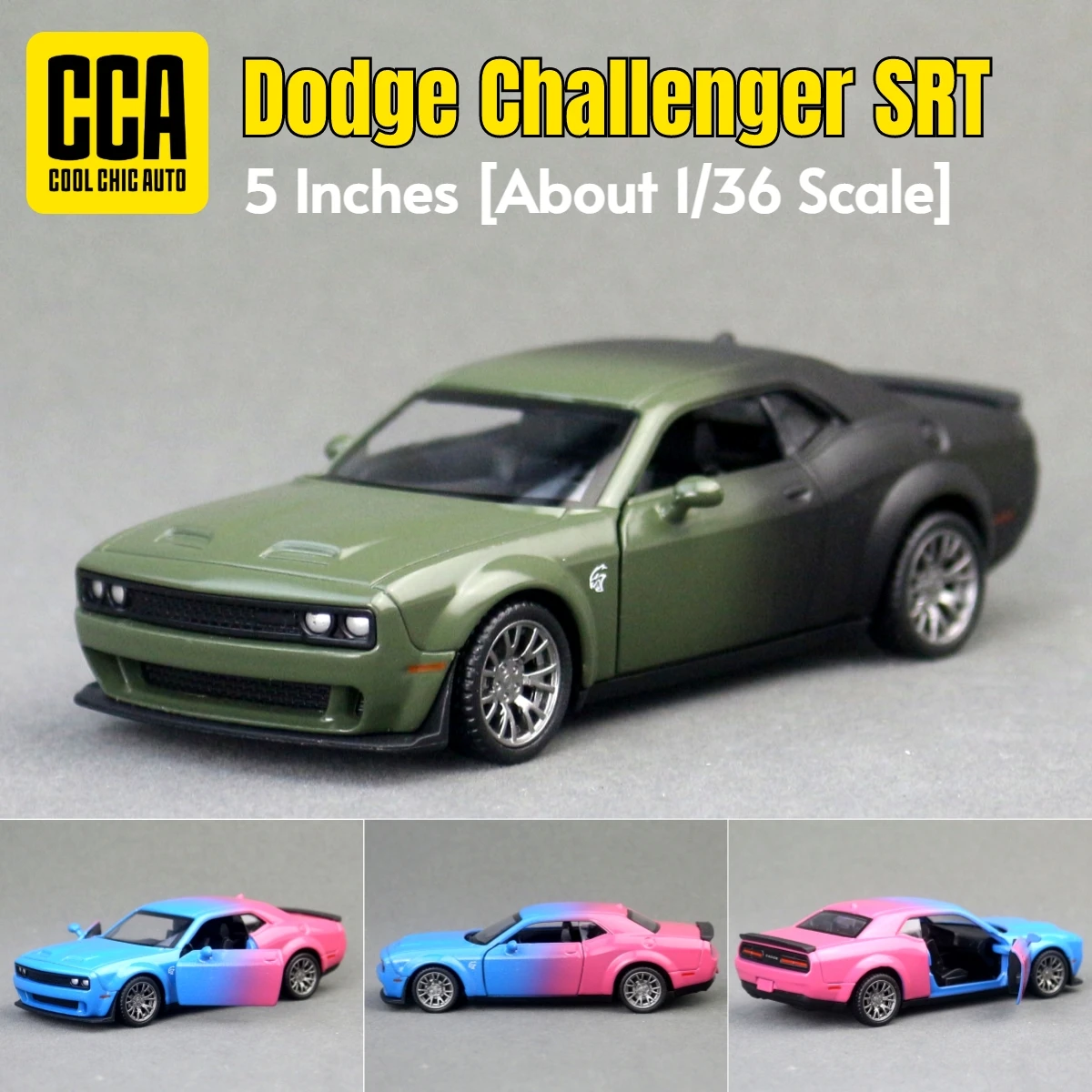 

CCA 1/36 Dodge Challenger SRT Jailbreak Toy Car Model 5 Inches Diecast Vehicle Miniature Pull Back Collection Gift Kid Boys