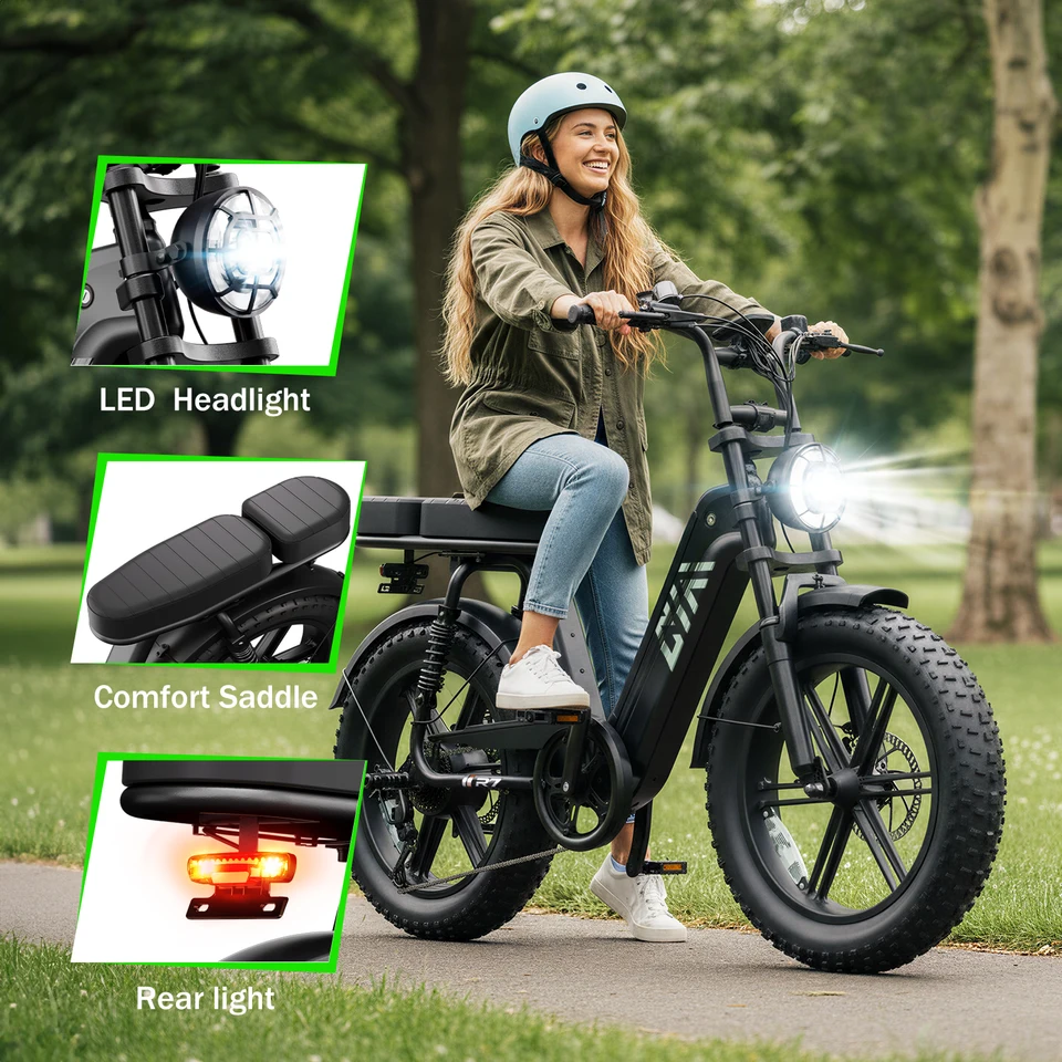 TST R7 Adult Ebike with 1500W Peak Motor, 48V 15Ah Battery, 20-Inch Fat Tires, 28MPH Electric Bicycle, Long Range 60 Miles, Rear Seat, Commuter, Hunting & Off-Road Bike image 4