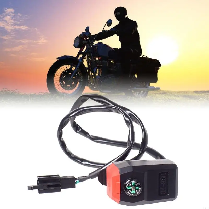 D5BE Double Port 5V3A Waterproof Motorcycle USB Chargers with Built In Direction Motorcycle Charging Adapter Simple Installation