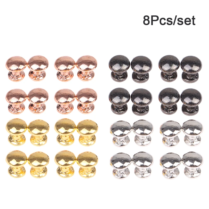 8Pcs 1:12 Dollhouse Miniature Doorknob Drawer Handle Desk Cabinet Round Handle Furniture Model Decor Toy