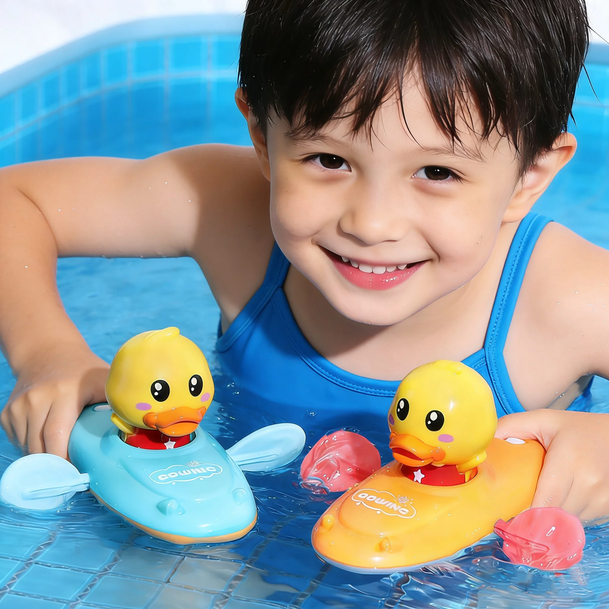 Baby Spielen Wasser Spielzeug Rudern Baby Gelbe Ente Rudern Bing Mädchen Kinder Badezimmer Kette Strand Kabel Niedlichen Cartoon Ente Bad Spielzeug