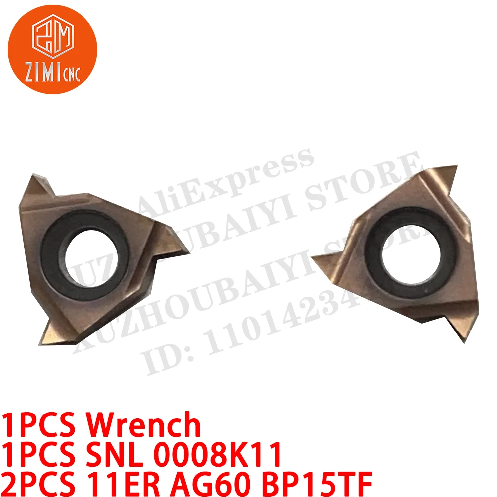 1PC SNL 0008K11 8mm Draaddraaigereedschaphouder + 2PC 11ER AG60 BP15TF Schroefdraadcarbide inzetstukken CNC metaal mechanisch snijgereedschap