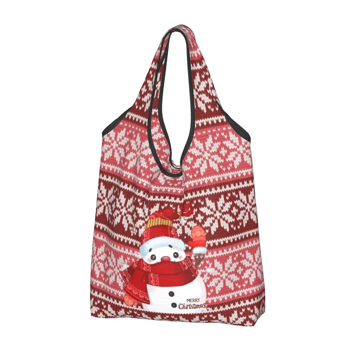 

Custom Recycling Christmas Snowman Shopping Bag Women Tote Bag Portable Gnome New Year Groceries Shopper Bags