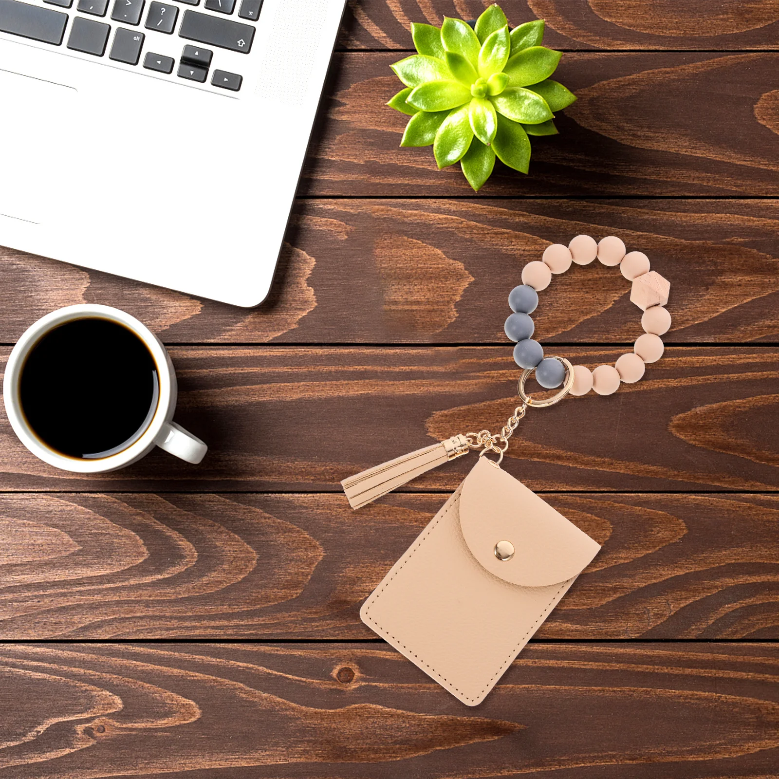 

Bracelet Keychain Wallet with Tassel Multi-Functional Wristlet for Women Card Holder Keychain Purse Small Wallet Key Ring