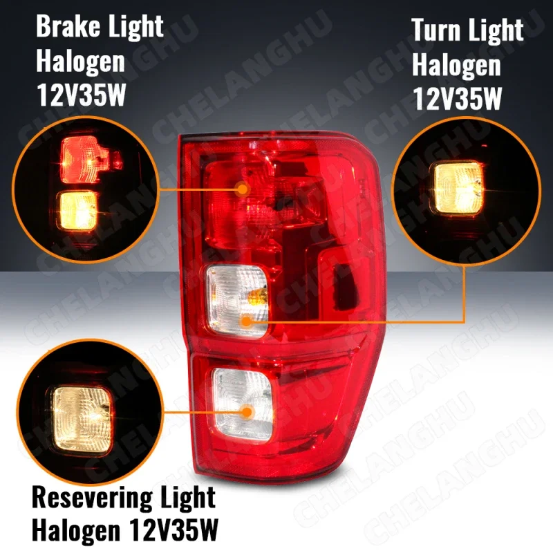 1Pc Right Side Tail Rear Lamp light For Ford Ranger 2019 2020 2021 2022 Auto Taillight Brake Halogen Lamp Without Blind Spot