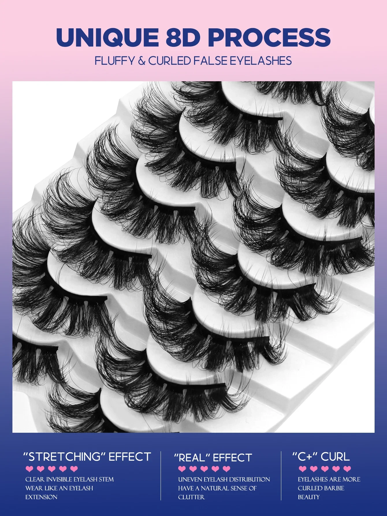 Veltrinay Fake Lashes 3D Mink Hair False Eyelashes Thick Curly High Quality Lashes Fluffy Explosion Strip Lashes Makeup