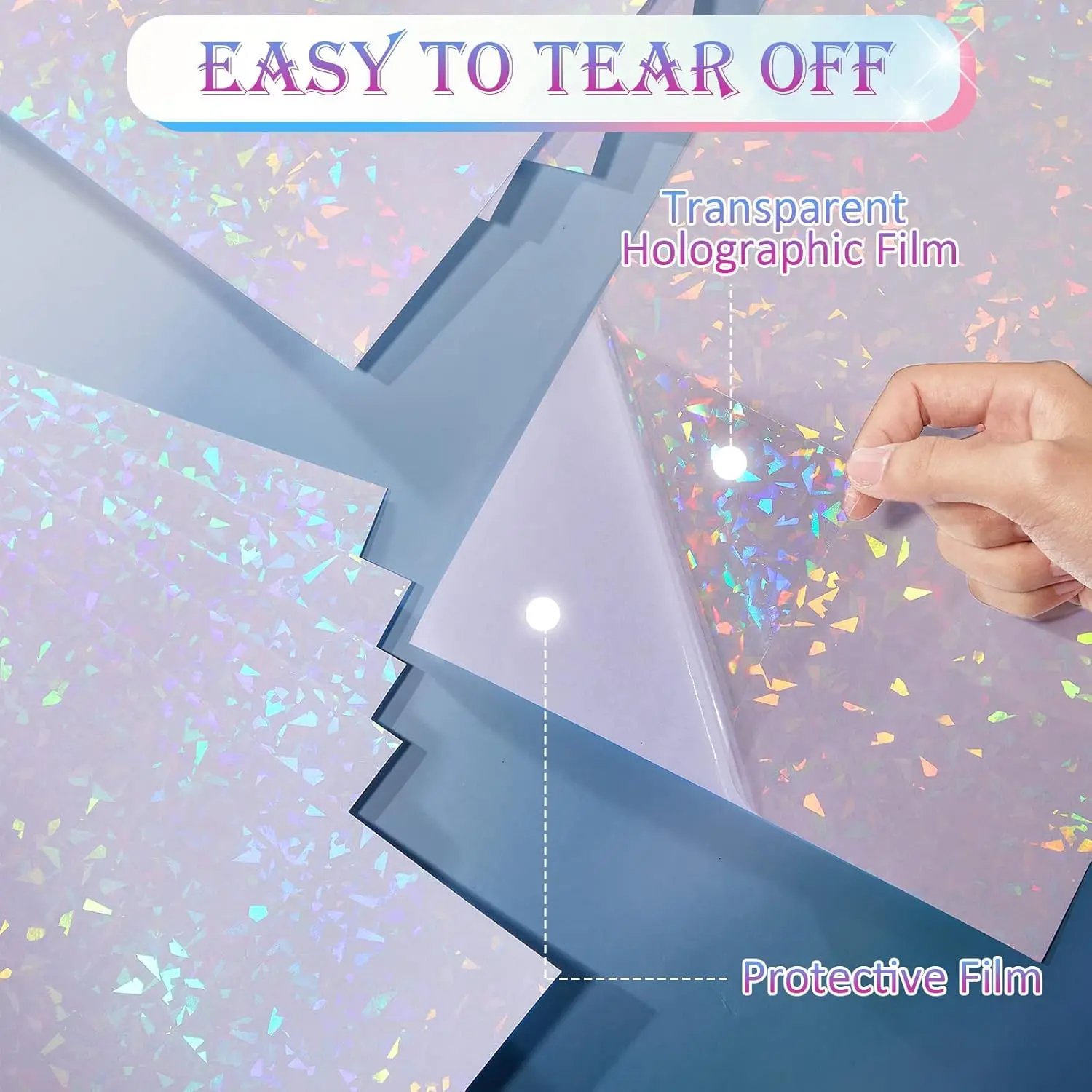 A4 20 folhas - papel adesivo holográfico de 6 estilos - 8,3 x 11,7 polegadas Sobreposição de filme de laminação a frio Folha de vinil autoadesiva