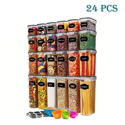 24PCS Kitchen Airtight Storage Contianers, BPA FREE Plastic Storage Canisters with Lids