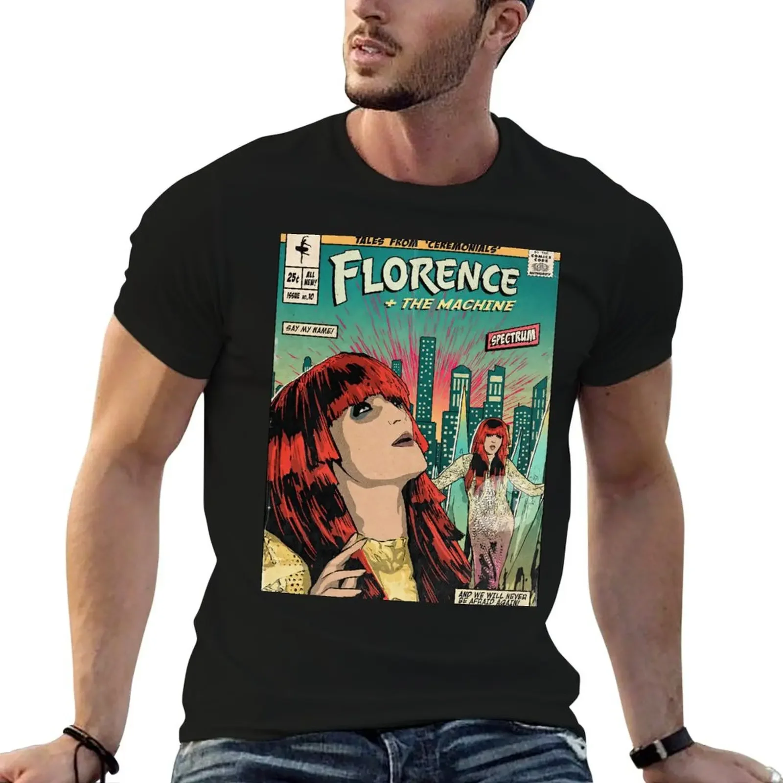 Florence Welch Cartoon T-Shirt new edition tees rapper graphic tees mens t shirts top quality