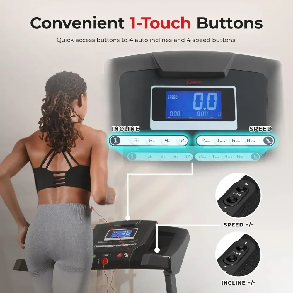 آلة حاسبة BMI وأجهزة استشعار النبض مع جهاز المشي الاختياري بتطبيق SunnyFit ، جهاز المشي الممتاز القابل للطي مع انحدار تلقائي