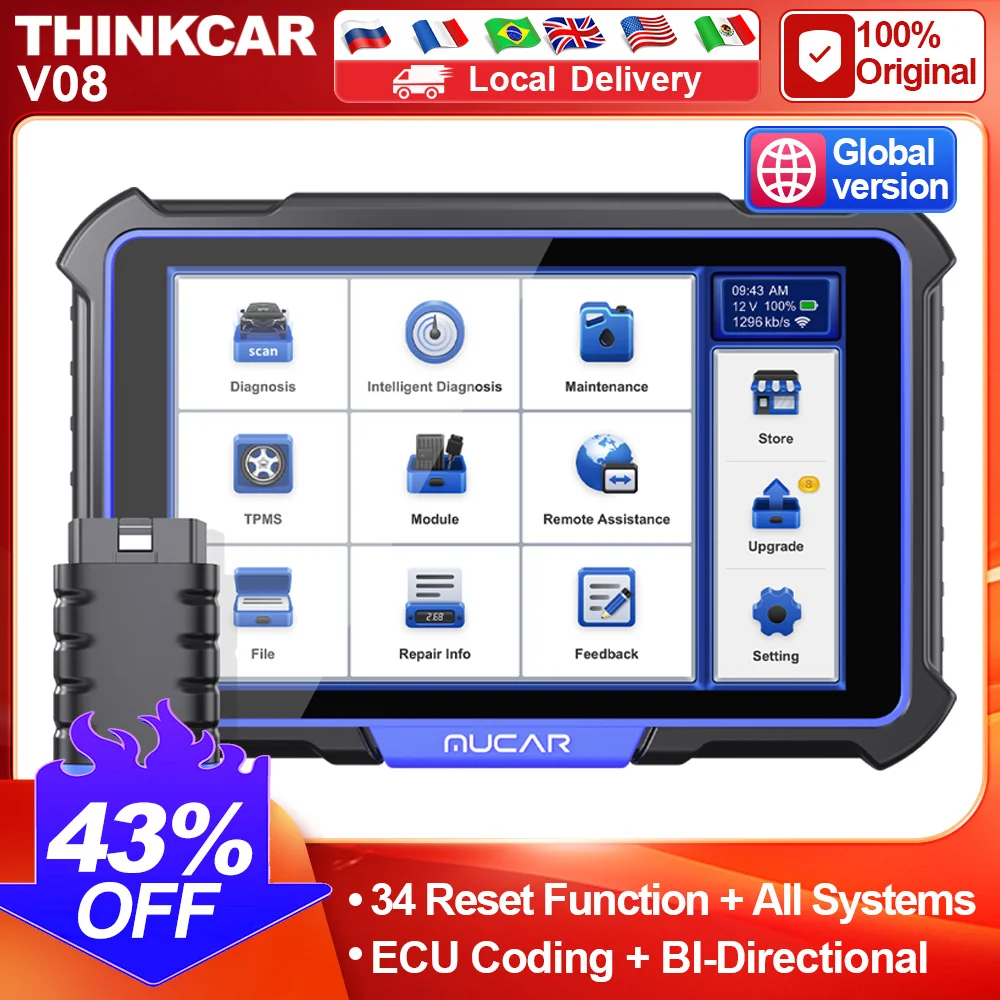 MUCAR VO8 Car Scan Tool OBD2 Scanner Bluetooth 34 Resets ECU Coding All Systems Car Diagnostic Scanner Wireless Diagnostic Tool