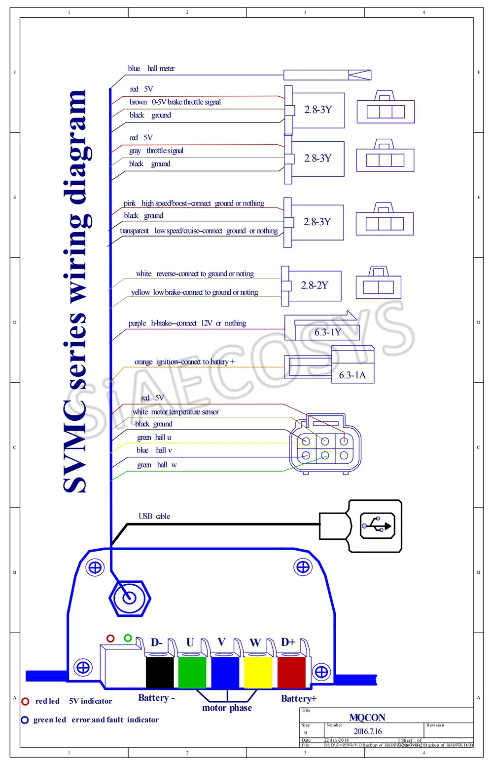 Sabvoton Unlock Type SVMC 72150 V2 Electric Hub Motor Controller 3KW 72V 150A for Electric Motorcycle