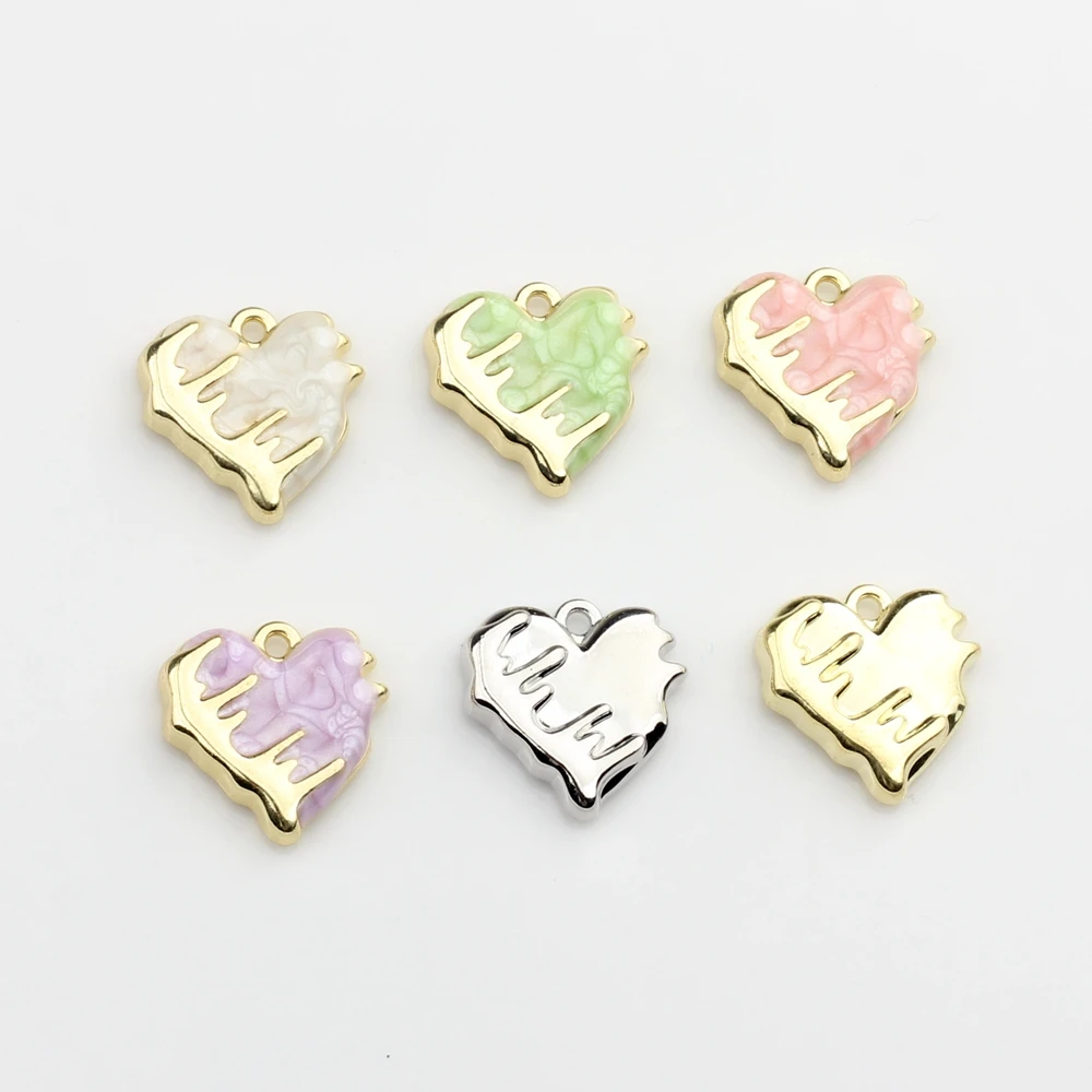 Zinc Alloy Spray Paint Enamel Meteor Heart Pendant Charms 10pcs/lot For DIY Jewelry Making Finding Accessories