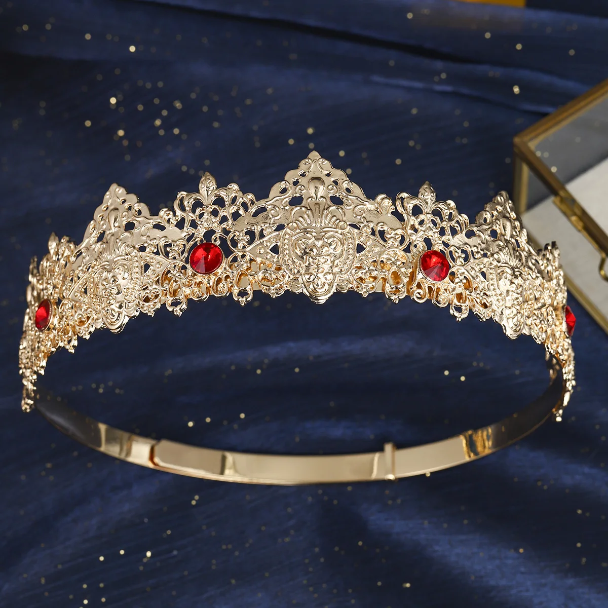 Mode Legierung Luxus Strass männer Krone Vintage Stil Exquisite Kopfschmuck Haar Zubehör Festliche Hochzeit Tiara – Detail 12