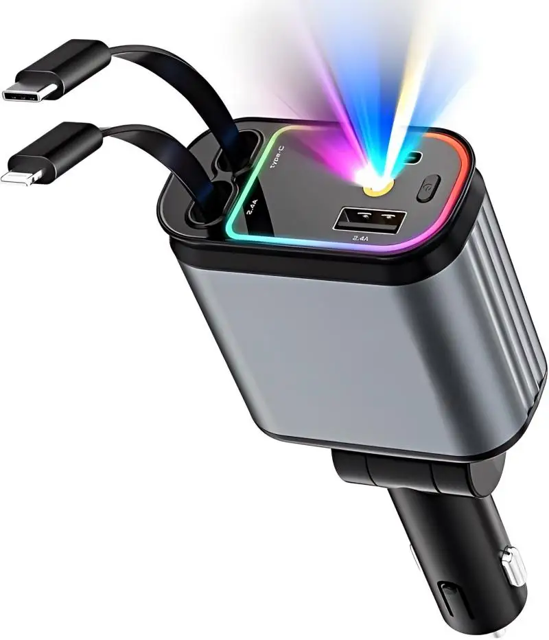 Universal 5-in-1 Retractable Charger for Mercedes-Benz | 152W Fast Charge, Type-C & Starlight Ceiling for Premium Ambiance