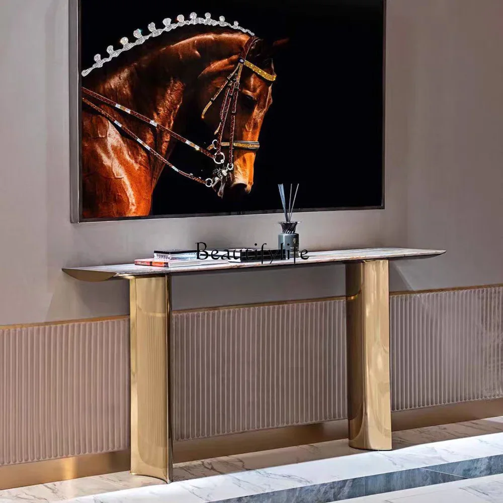 

01Italian light luxury villa large living room aisle entrance entrance platform